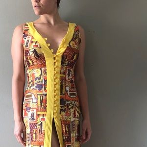 Vintage 1960s button up printed dress.